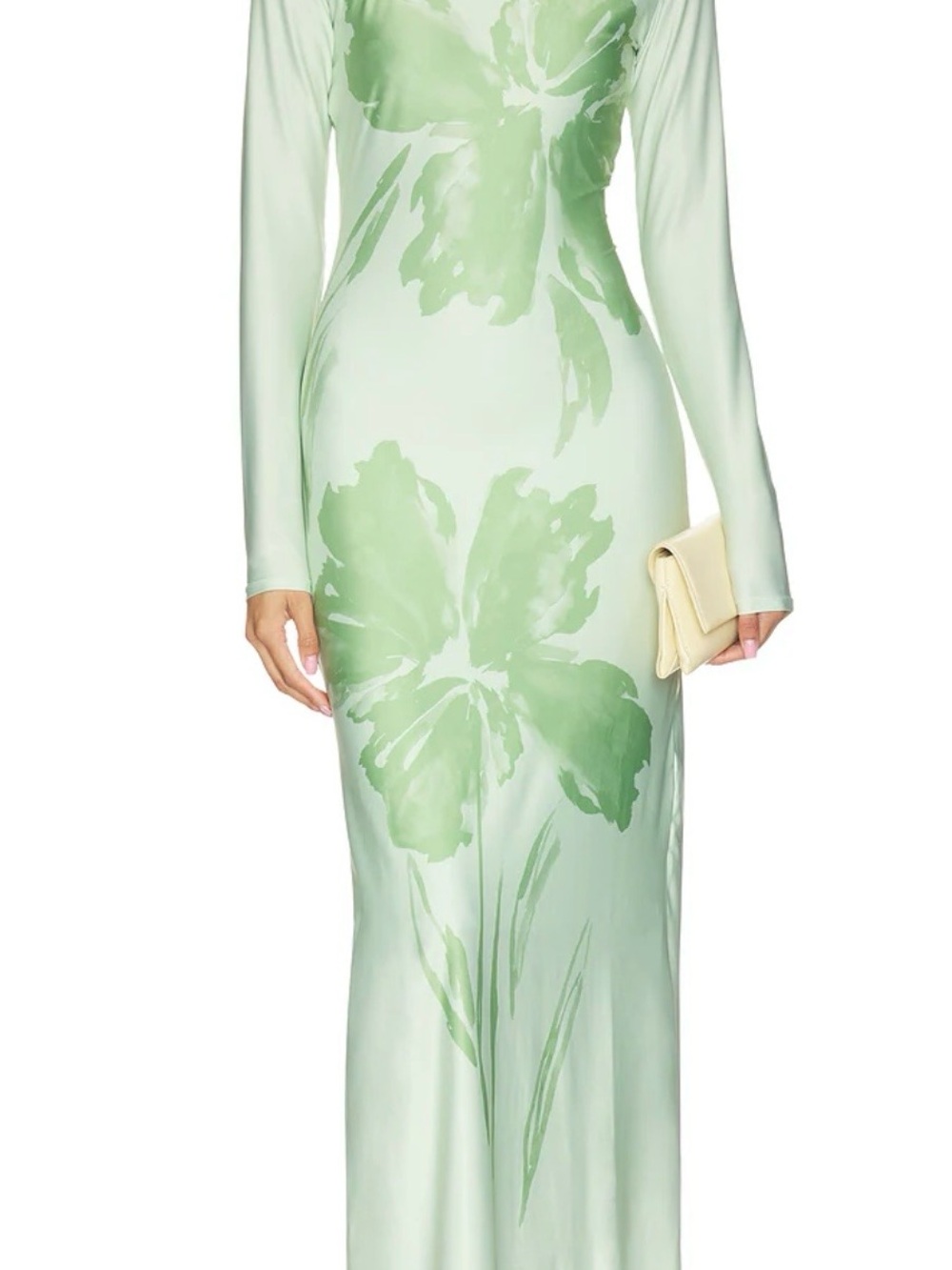 Long Sleeve Maxi Dress in Mint Green Floral